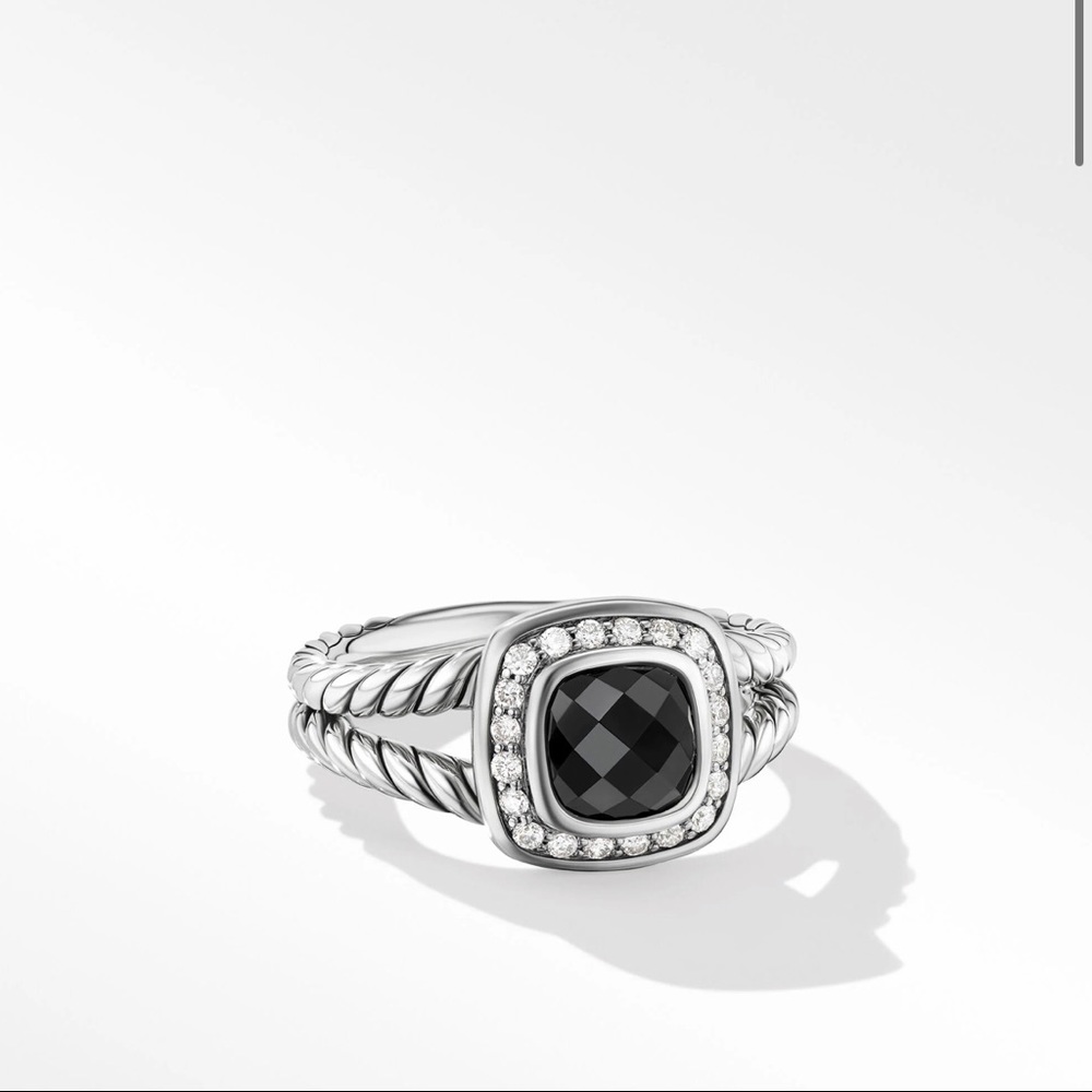 David Yurman Petite Albion Ring with Black Onyx and Pavé Diamonds